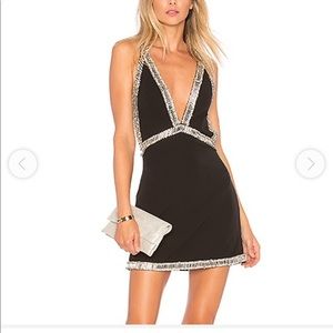 NBD Tavi Silver Embellished Little Black Mini Dress